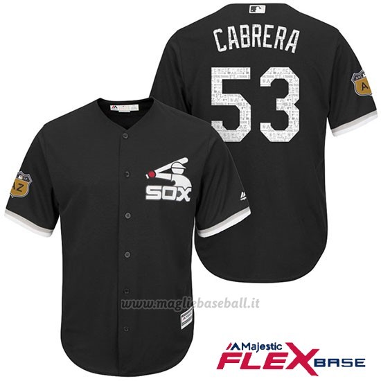 Maglia Baseball Uomo Chicago White Sox Melky Cabrera 53 Nero 2017 Allenamento Primaverile Flex Base Giocatore